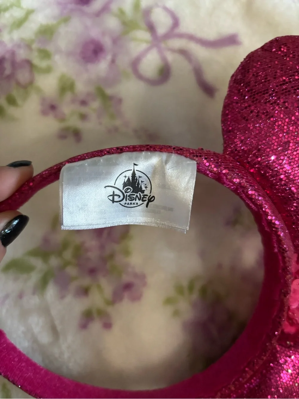 Disney Pink Glitter Sequin Minnie Ears Headband